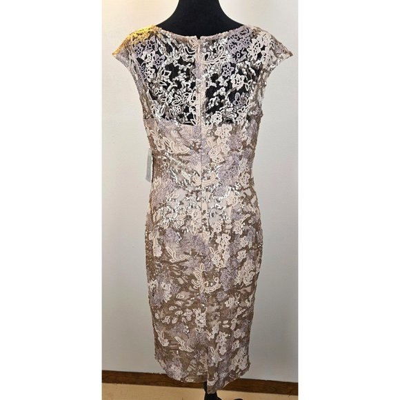 Alex Evenings Womens Elegant Pink Rose Sequined Zip Dress Party Wedding Size 6 - Picture 2 of 12